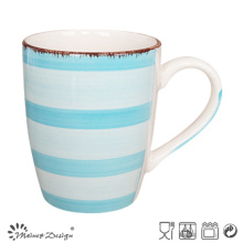 13oz Ceramic Mug with Hand Painted Design and Brushed Rim